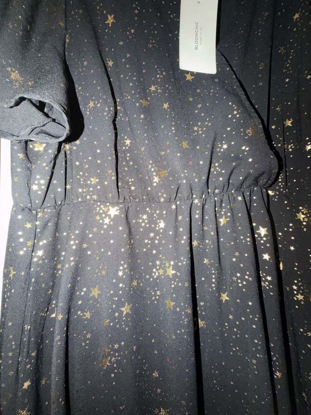 Plus Size 22-24 3X BloomChic Black Glitter Star Maxi Dress with Pockets RARE - Picture 6 of 8